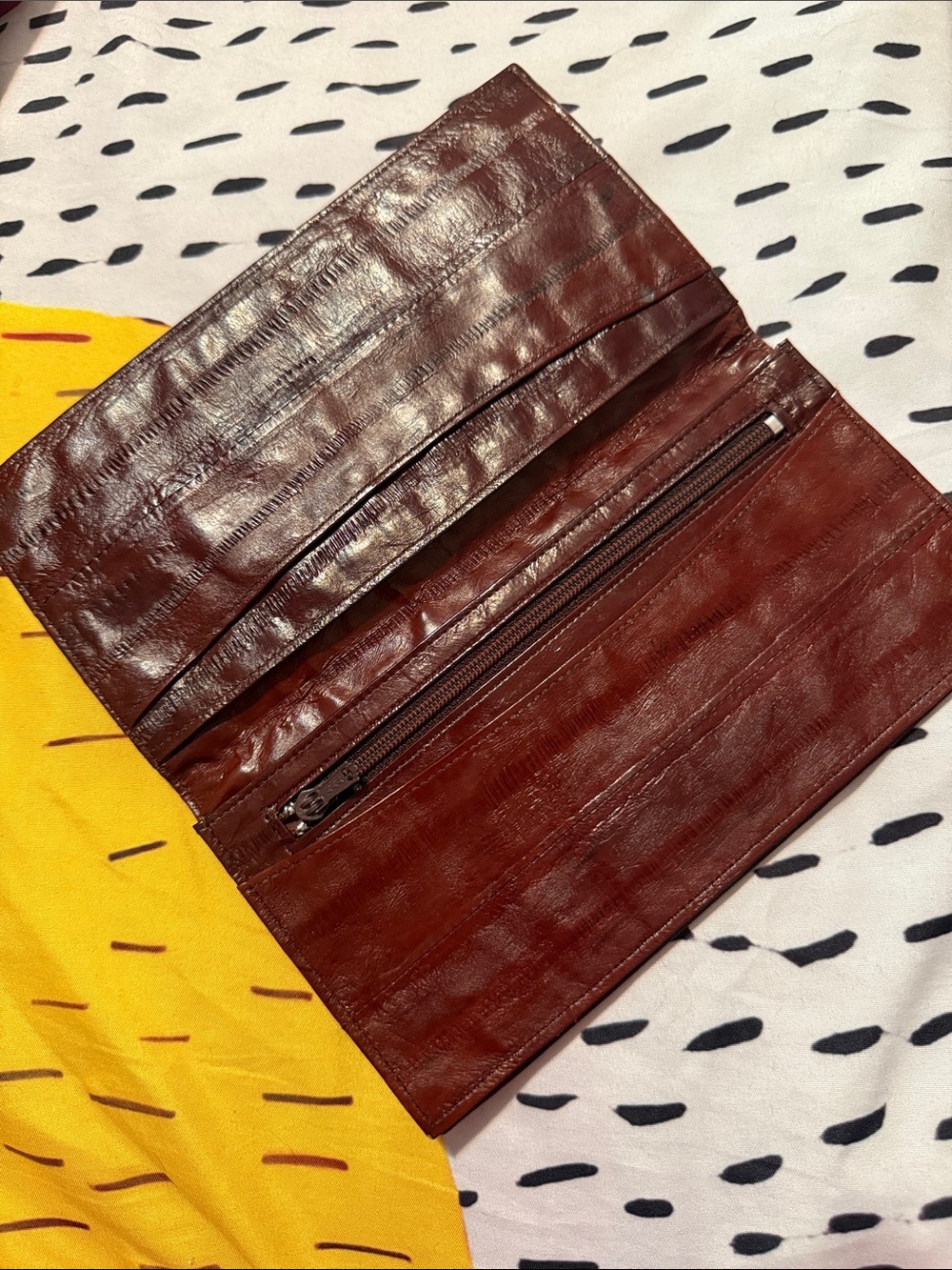 Eel Vintage Maroon Leather long Wallet